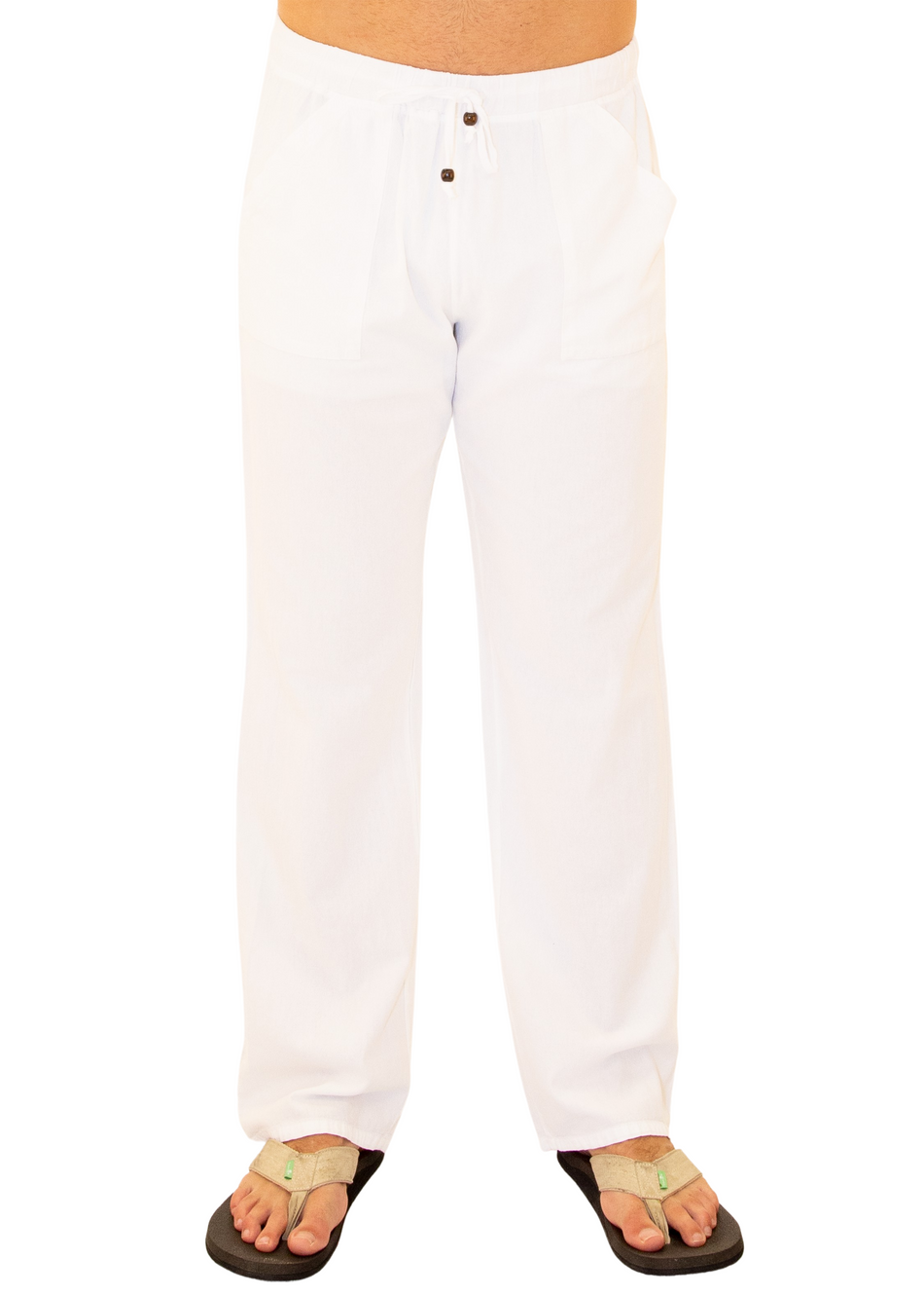 GZ1010 - White Cotton Drawstring Waist Pants