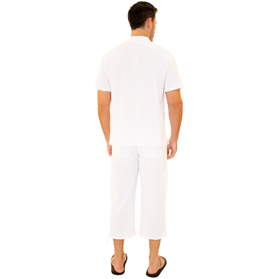 GZ1013 - White Cotton Drawstring Pocket Shirt