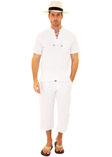 GZ1013 - White Cotton Drawstring Pocket Shirt