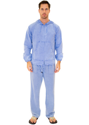 GZ1014 - Blue Unisex Cotton Drawstring Zip-Up Hoodie