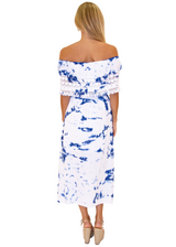 NW1079 - Tie-Dye Blue Cotton Dress