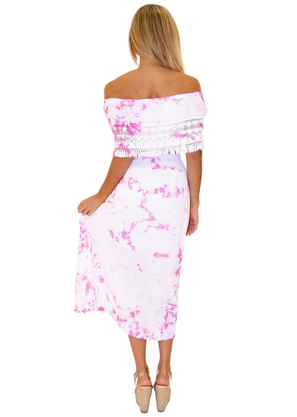 NW1079 - Tie-Dye Pink Cotton Dress
