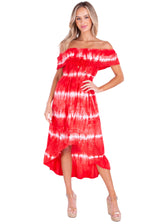 NW1083 - Tie Dye Red Cotton Dress