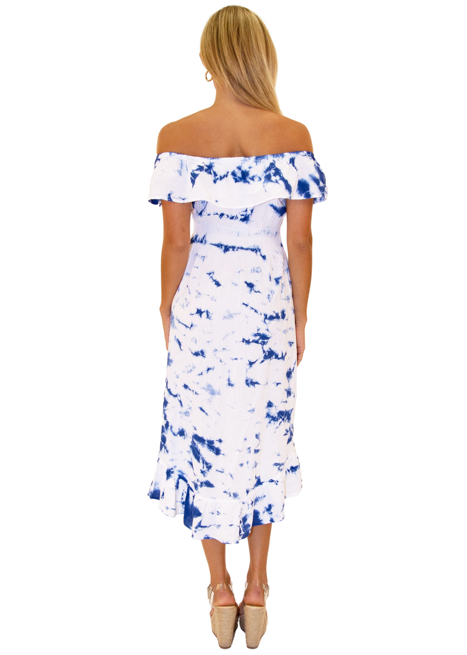 NW1083 - Tie Dye Blue Cotton Dress