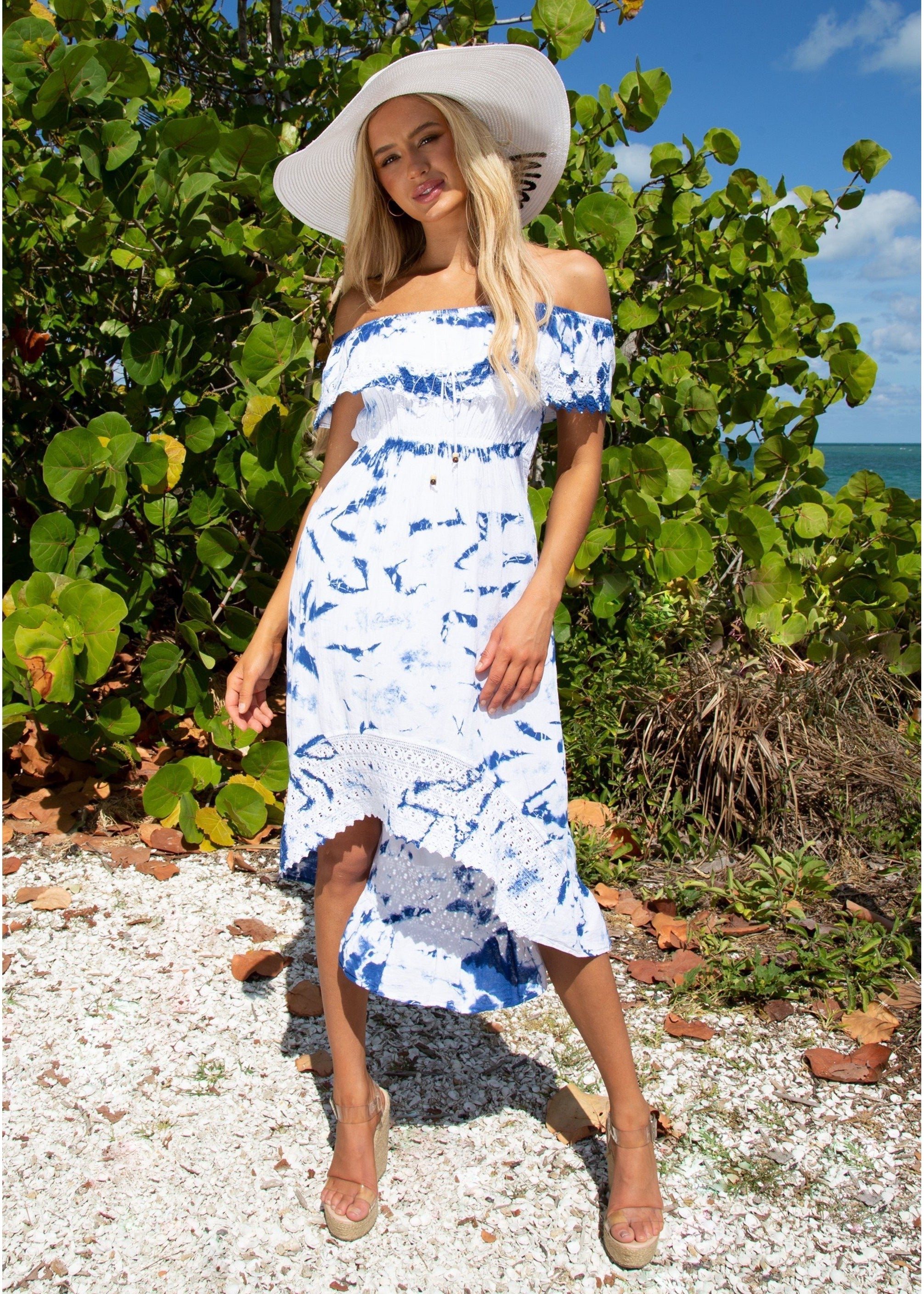 NW1083 - Tie Dye Blue Cotton Dress NEO NYC, INC. NW1083 - Tie Dye Blue Cotton Dress NEO NYC, INC.
