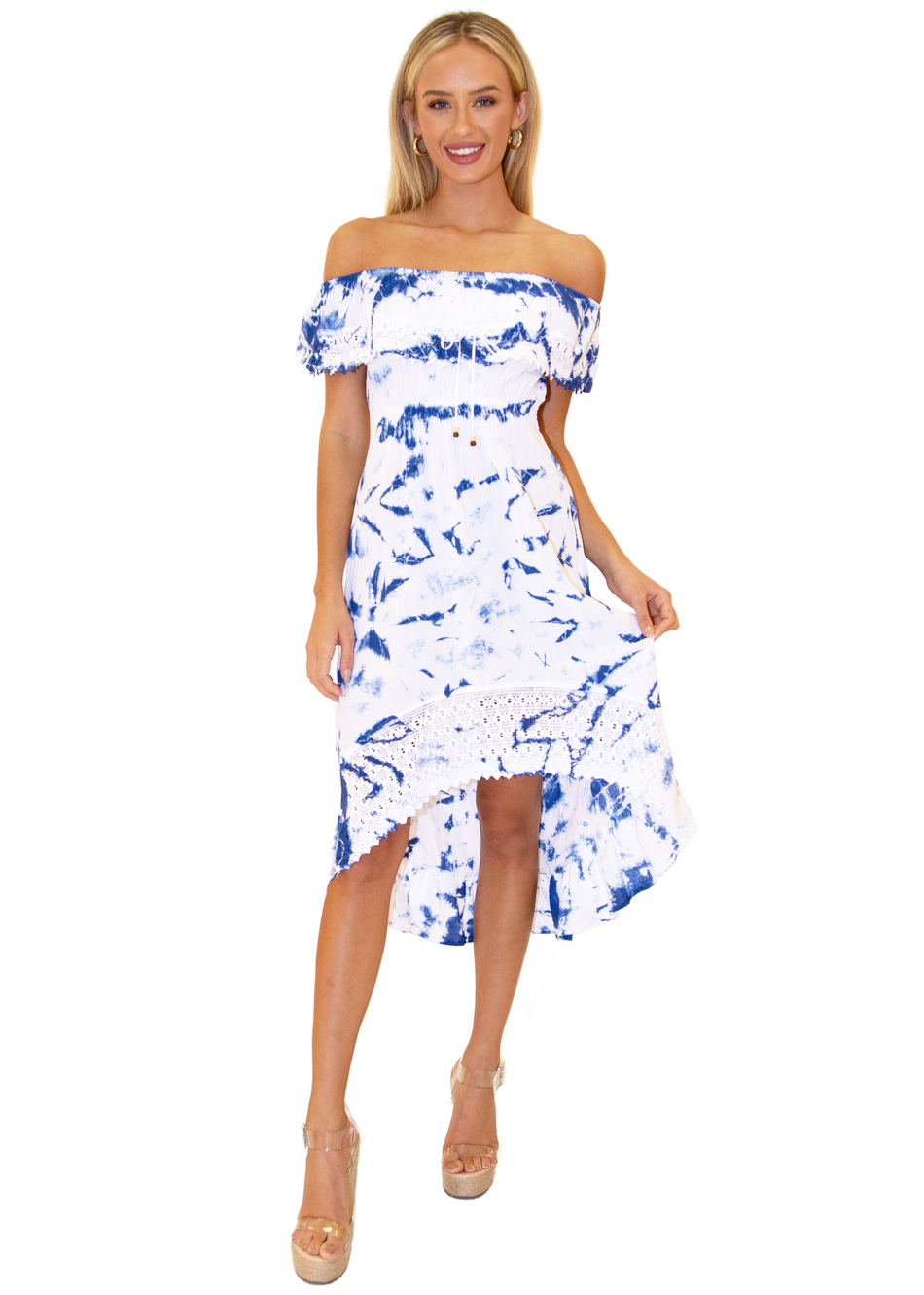 NW1083 - Tie Dye Blue Cotton Dress