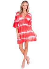 NW1085 - Tie Dye Red Cotton Dress