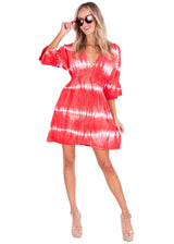 NW1085 - Tie Dye Red Cotton Dress