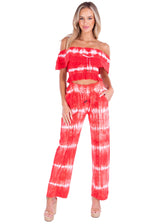 NW1175 - Tie Dye Red Cotton Pants