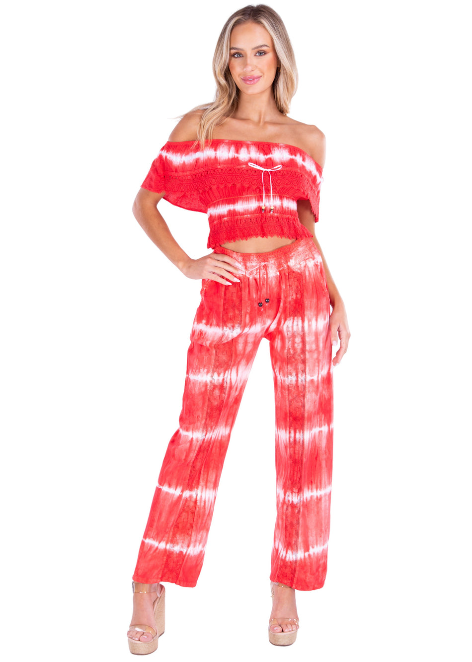 NW1175 - Tie Dye Red Cotton Pants