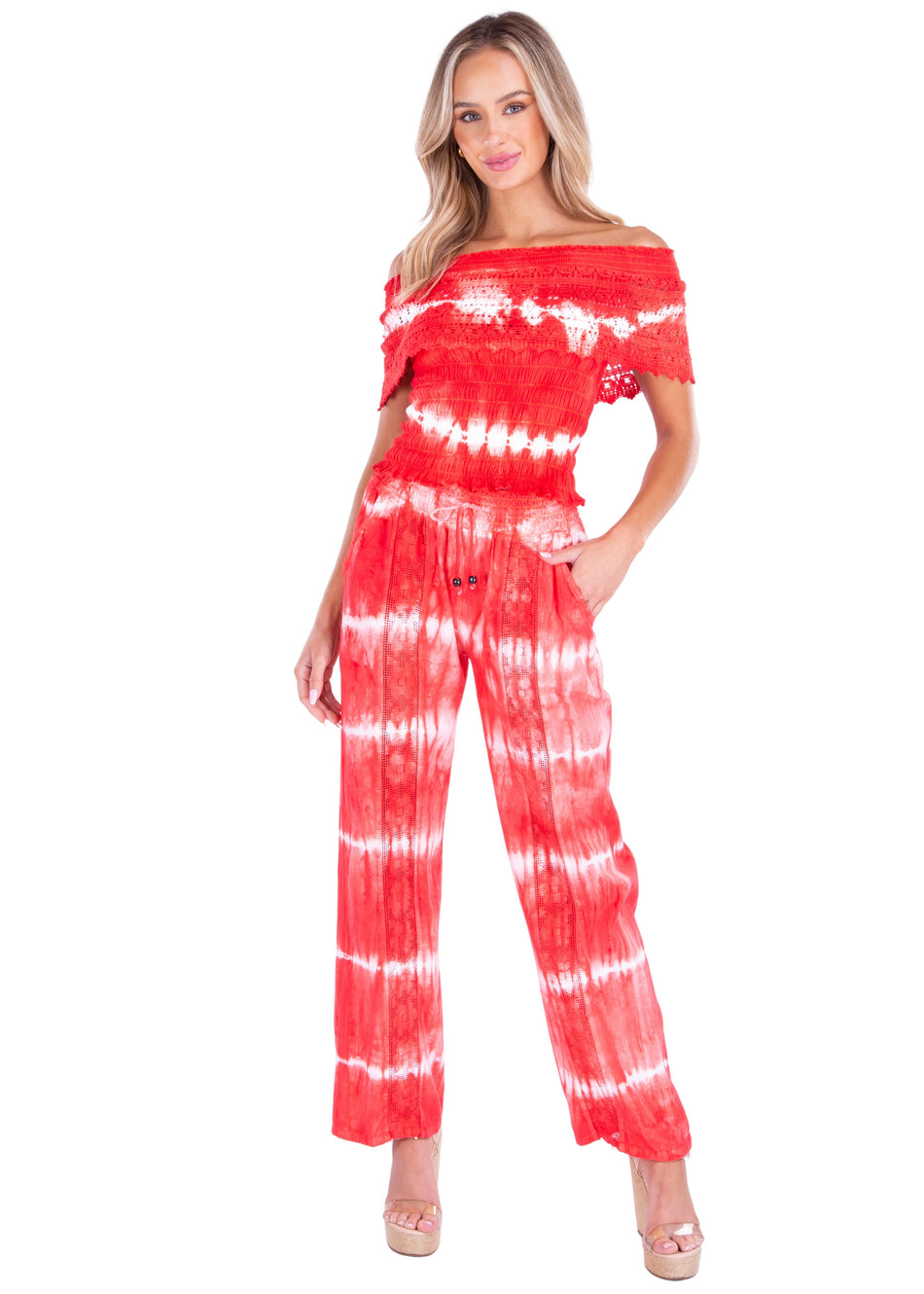 NW1163 - Tie Dye Red Cotton Top