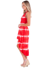 NW1169 - Tie Dye Red Cotton Dress