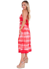 NW1231 - Tie Dye Red Cotton Dress