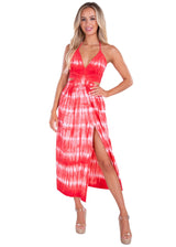 NW1231 - Tie Dye Red Cotton Dress