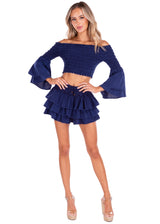 NW1030 - Navy Ruffle Cotton Skirt