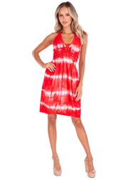 NW1264 - Tie Dye Red Cotton Dress