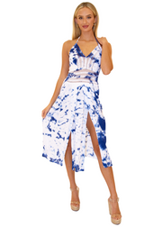NW1273 - Tie-Dye Blue Cotton Dress