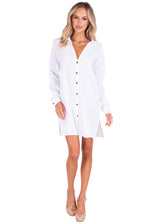NW1408 - White Tunic Cotton Dress