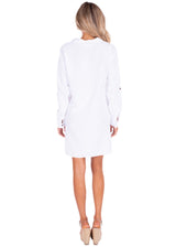 NW1408 - White Tunic Cotton Dress