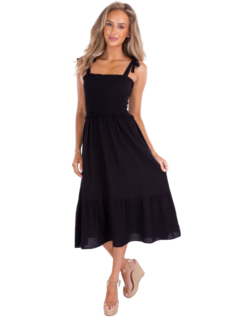 NW1428 - Black Cotton Dress