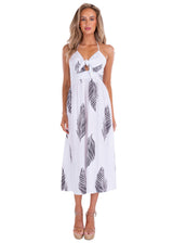 NW1541 - White Cotton Printed Dress