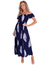 NW1576 - Navy Cotton Printed Dress